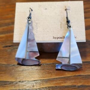 Sailboat Alpaca Mother of Pearl Earrings Vintage NWT